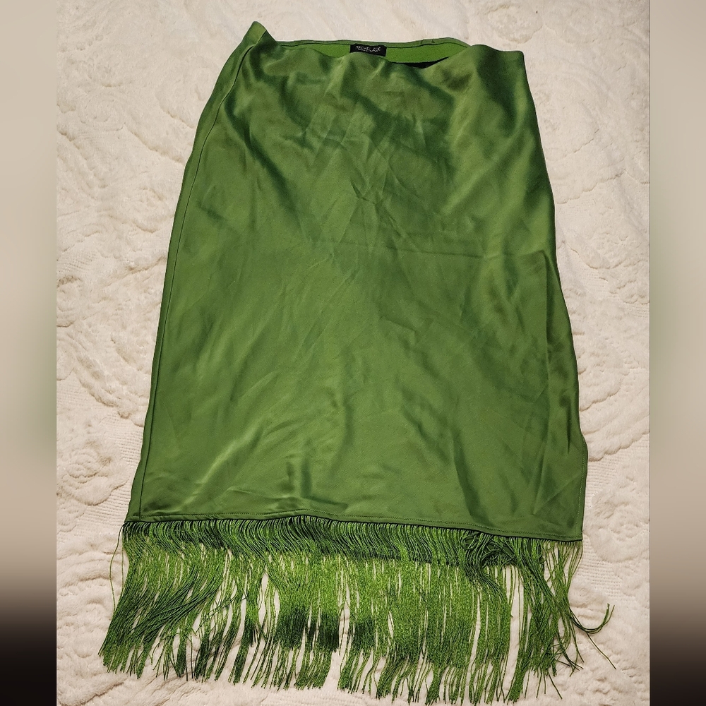 Green Fringed Trim Rachel Zoe Skirt Size 10
